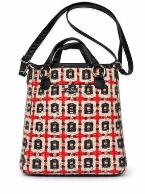 Vera Bradley Black and Red geometric Patterned Tote Wool tweed 12x14